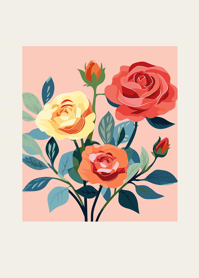 Vibrant Rose Bouquet Illustration