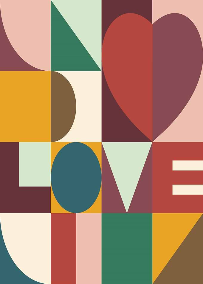 Geometric Love Heart Abstract Art
