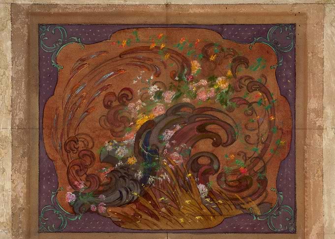 Art Nouveau floral and wave design