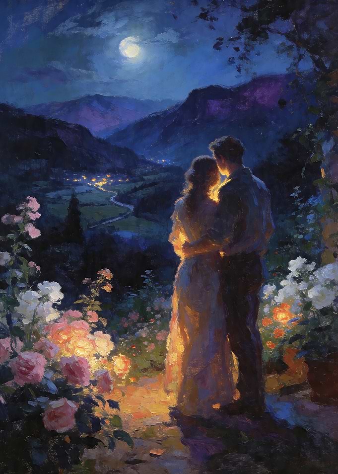 Romantic Couple Under the Moonlight