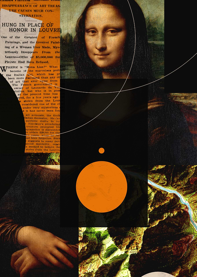 Mona Lisa Collage with Text and Maps