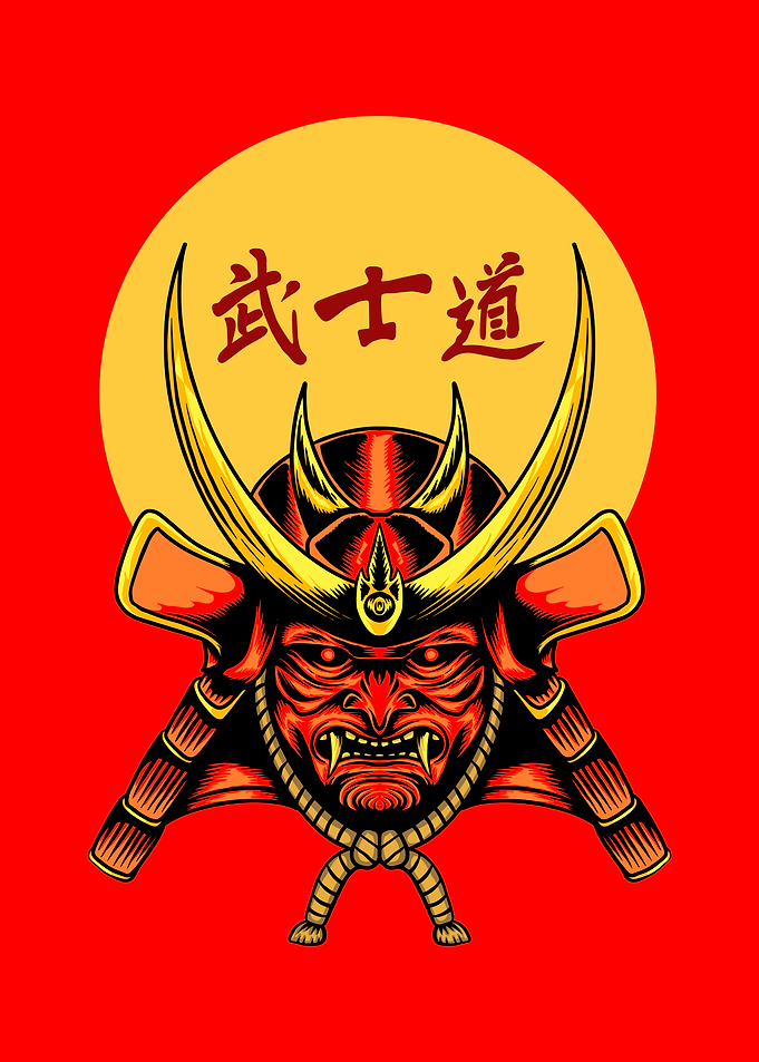 Samurai Mask with Japanese Text