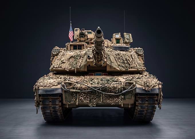 US Army Tank with Camouflage Netting
