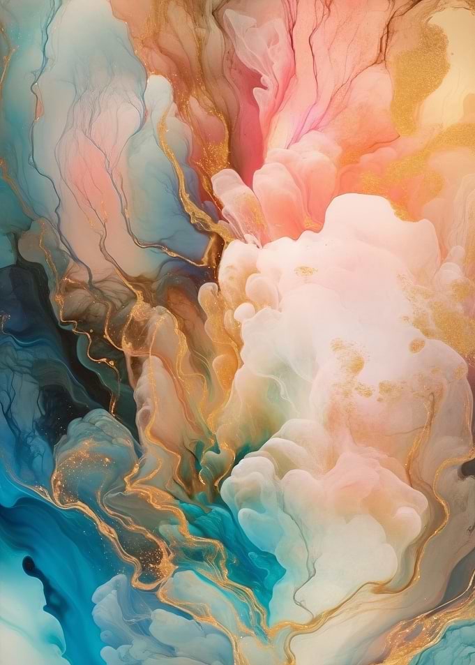 Abstract Swirls of Color and Gold