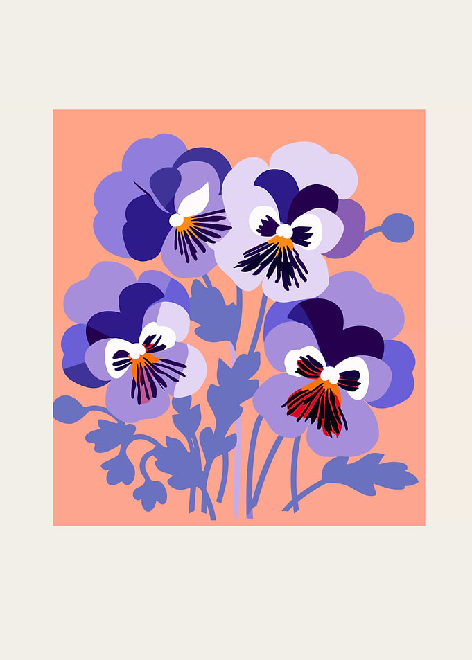Purple Pansy Floral Illustration