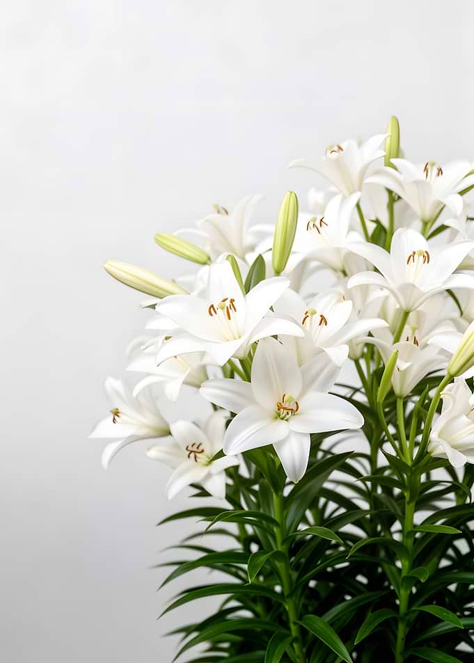 White Lilies with Green Stems
