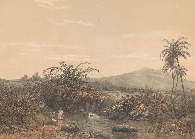 Tropical Landscape with Figures by a Stream