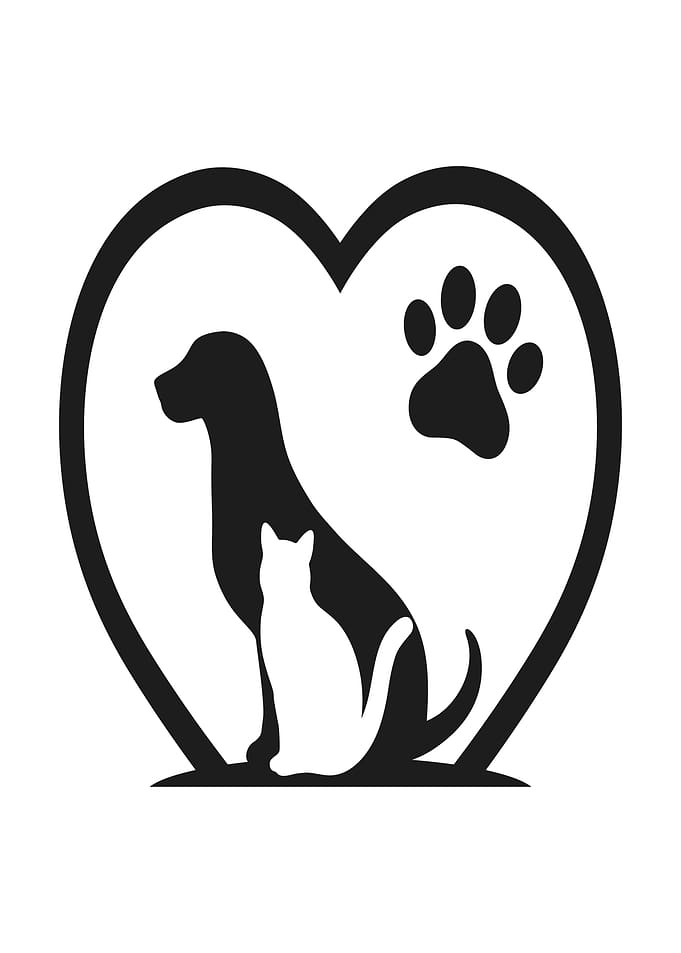 Heart with Dog, Cat, and Paw Print