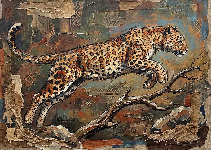 Leopard in Motion Collage