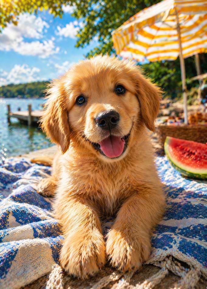 Golden Retriever Puppy at the Beach