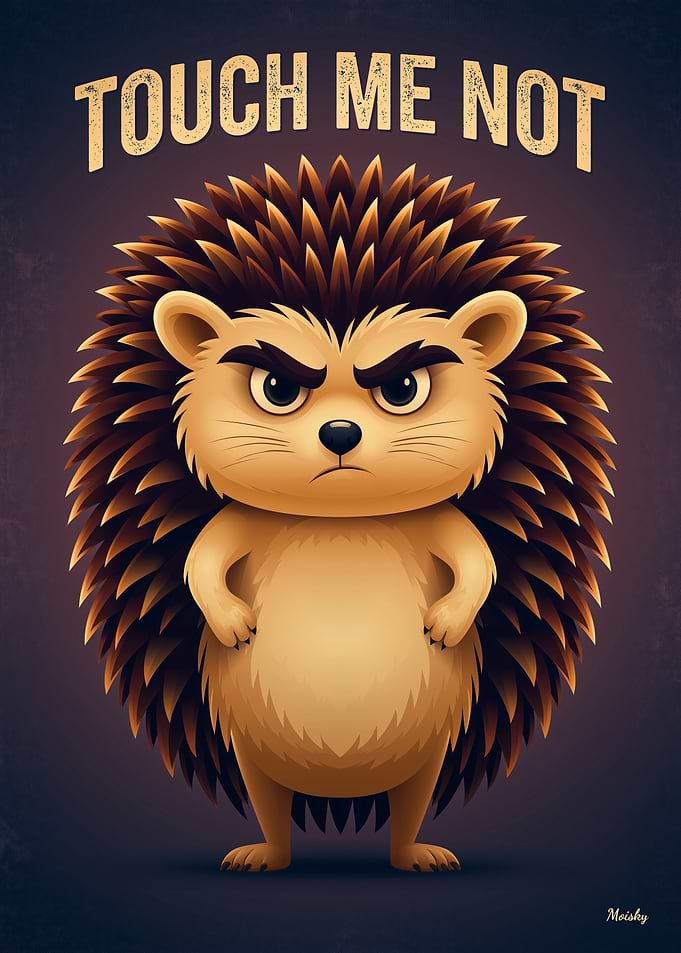 Touch Me Not Hedgehog – Funny Cartoon Poster