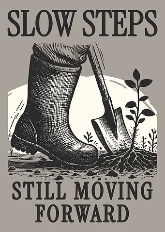 Gardening Boots Shovel Plant Vintage Engraving Botanical Poster Growth Wall Art