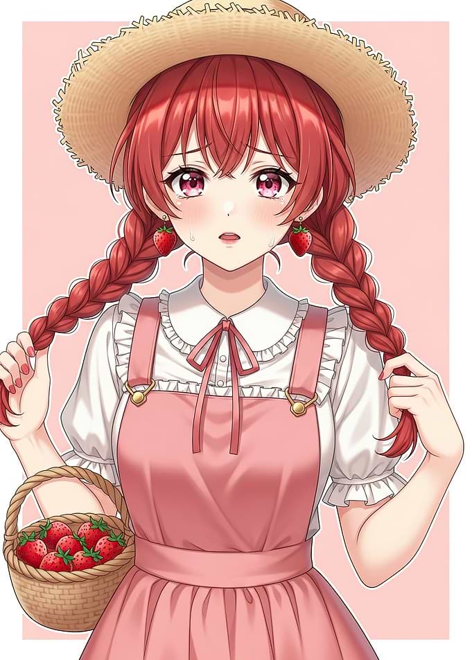 Anime Girl with Strawberries