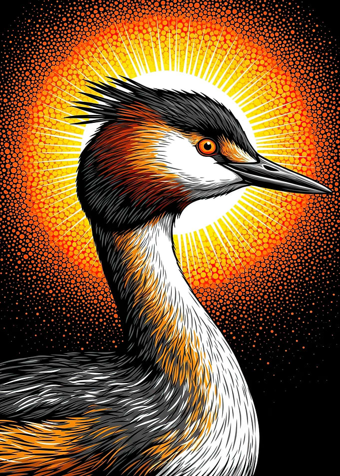 Great Crested Grebe with Sunburst
