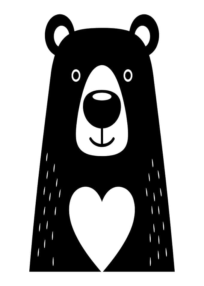 Cute Black Bear with Heart
