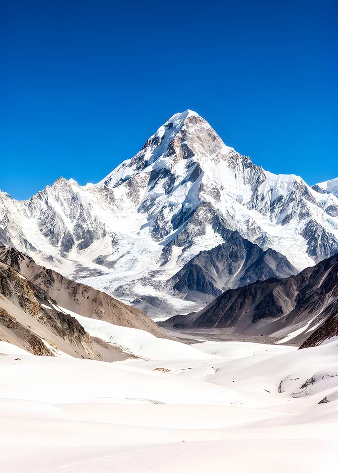 Majestic Snow-Capped Mountain Under Blue Sky