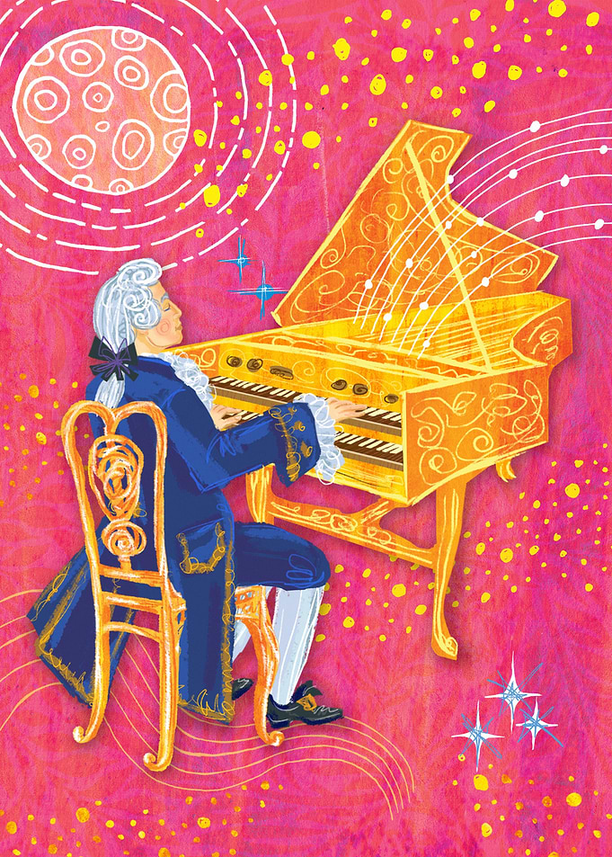 Classical Composer Playing Harpsichord