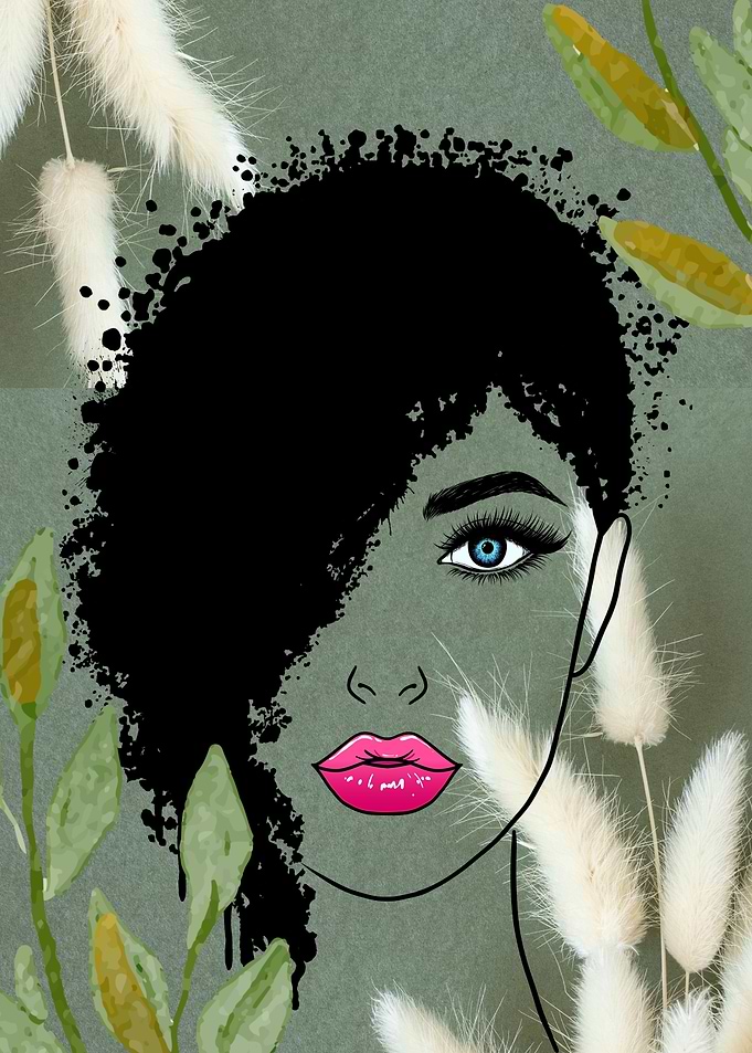 Abstract Portrait with Floral Elements