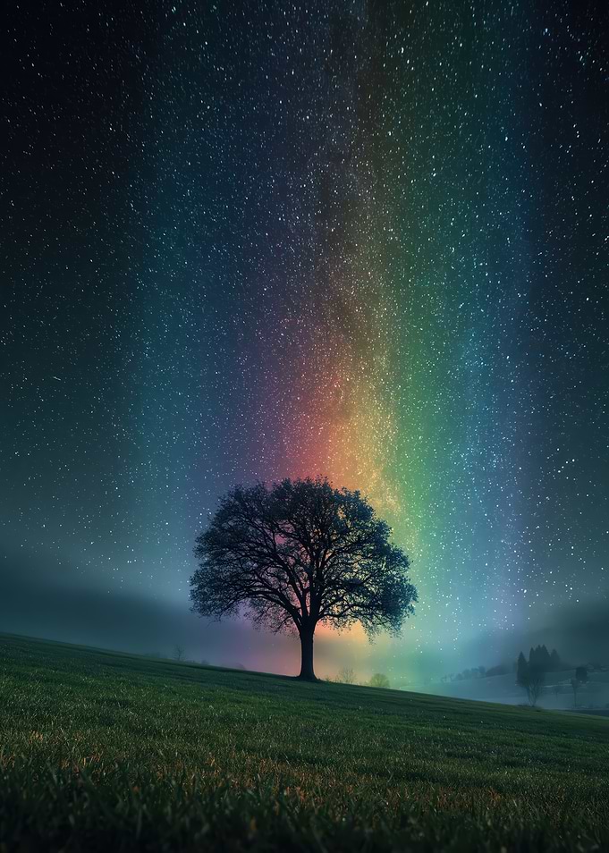 Tree Under Rainbow Milky Way