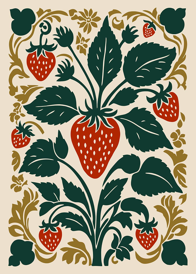 Strawberry Plant with Decorative Elements