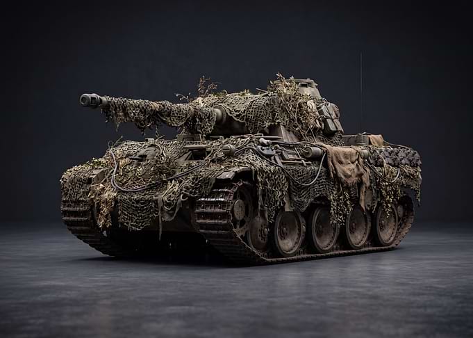 Camouflaged Military Tank