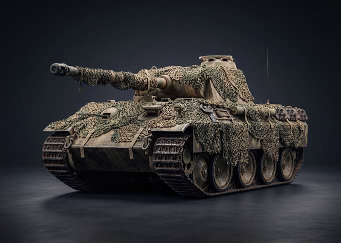 Camouflaged Tank Model