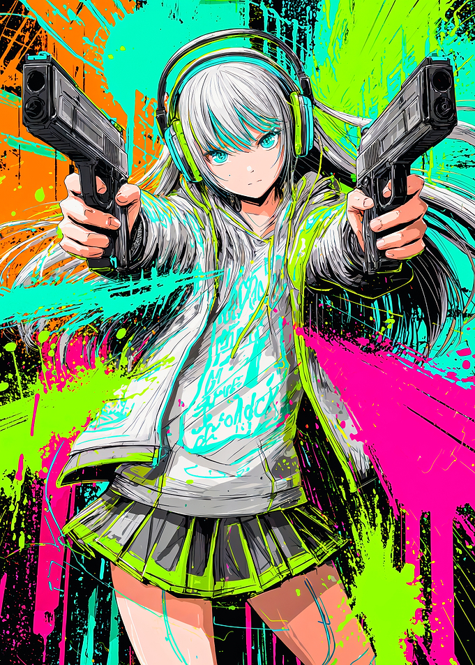 Anime Girl Holding Two Guns
