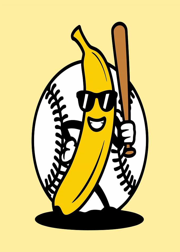 Banana Baseball Player with Bat