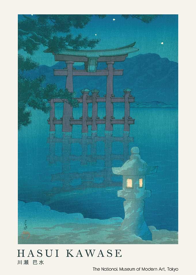 Hasui Kawase Torii Gate at Night