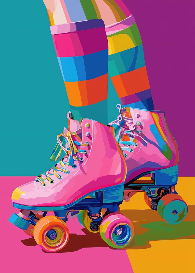 Retro Roller Skates and Striped Socks