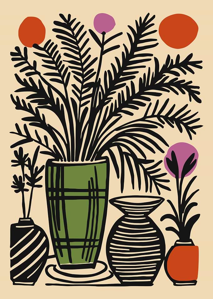 Mid-Century Modern Floral Still Life
