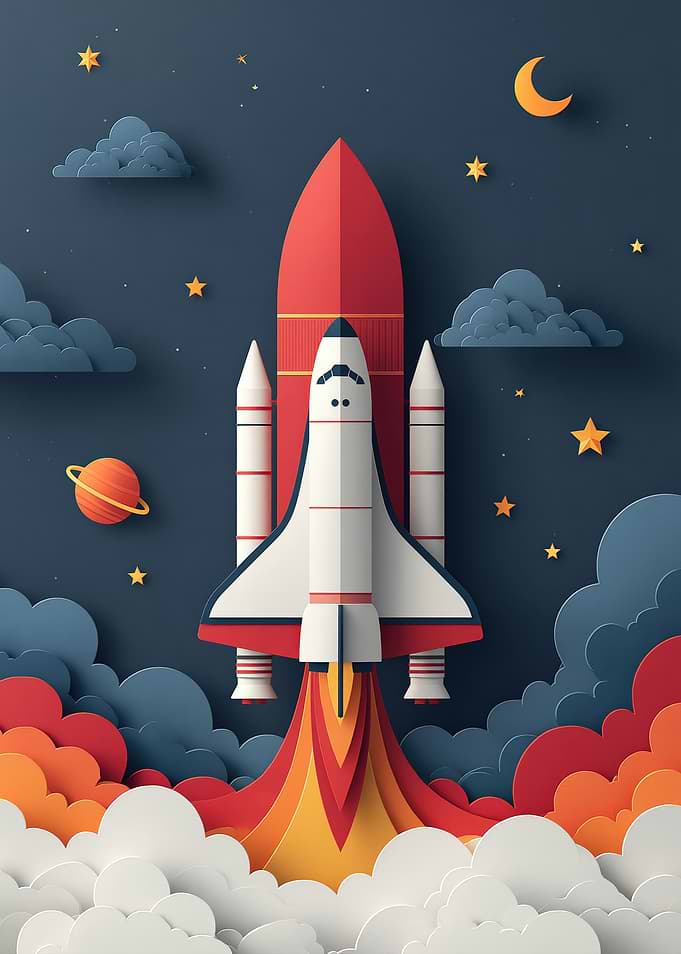 Rocket Launch in Space