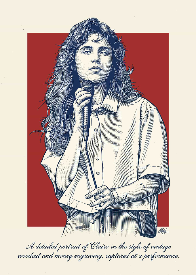 Clairo Vintage Engraving Portrait