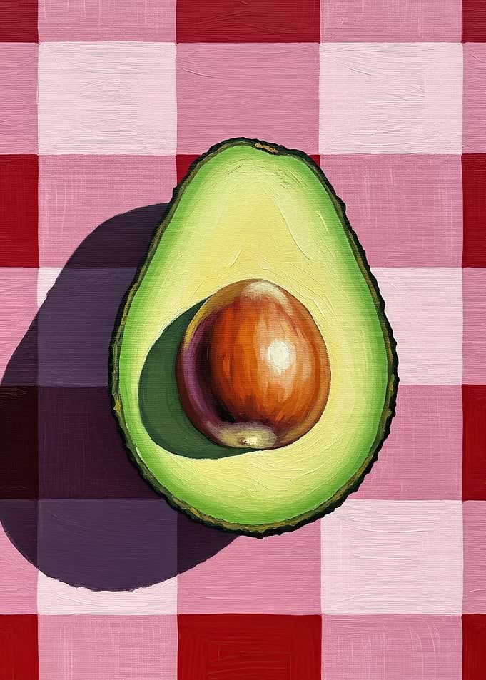 Avocado on Gingham Picnic Blanket