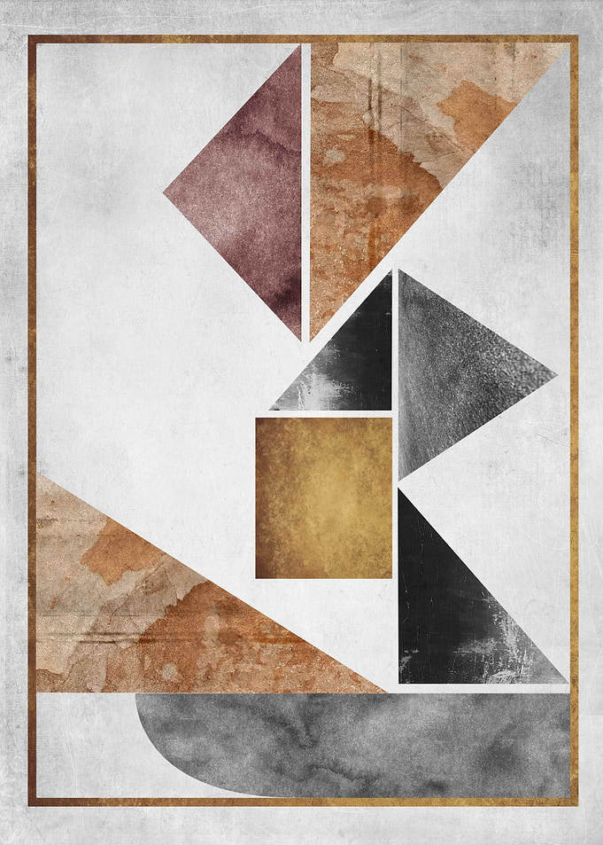 Geometric Abstract Art with Textured Shapes