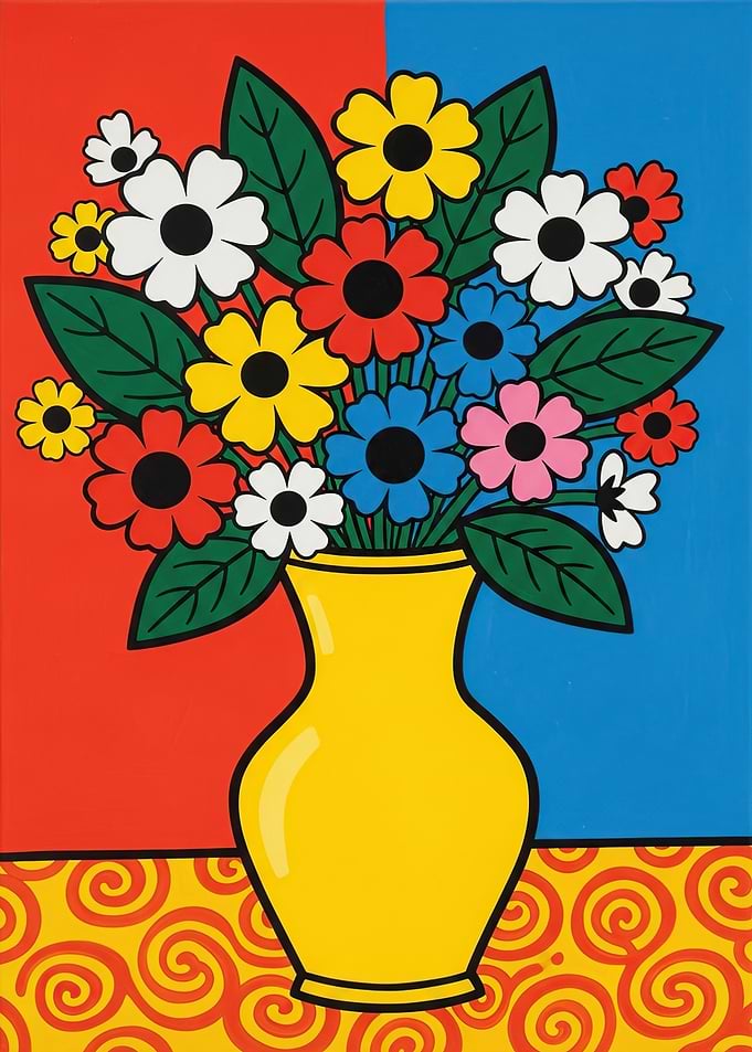 Bright Floral Arrangement in Yellow Vase