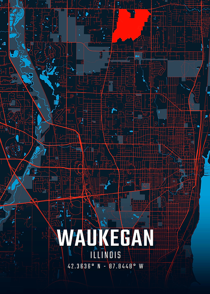 Waukegan Illinois City Map
