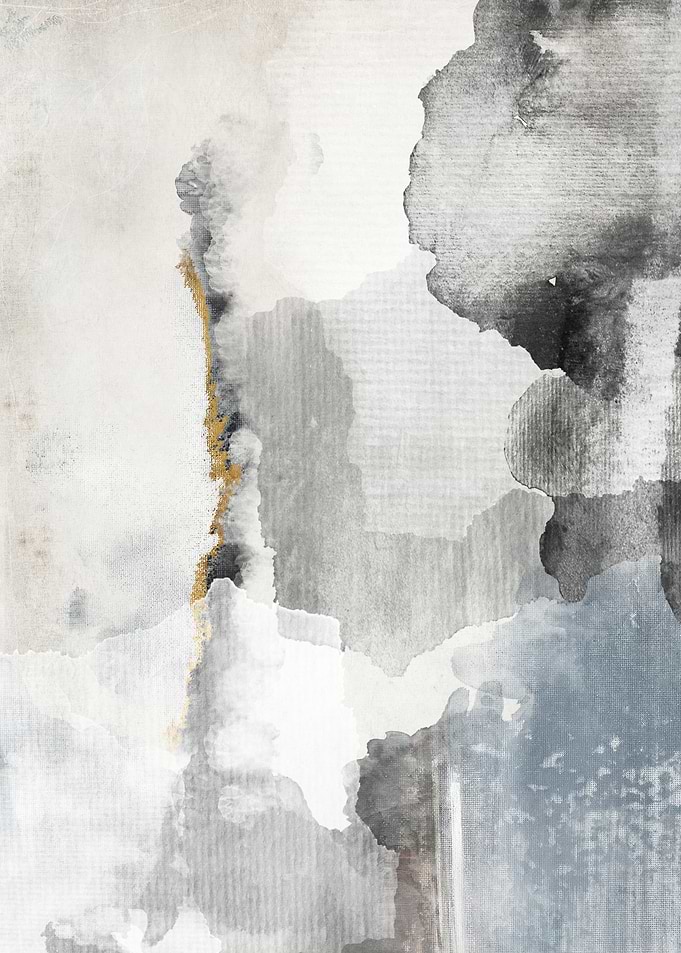 Abstract Watercolor with Gold Accent