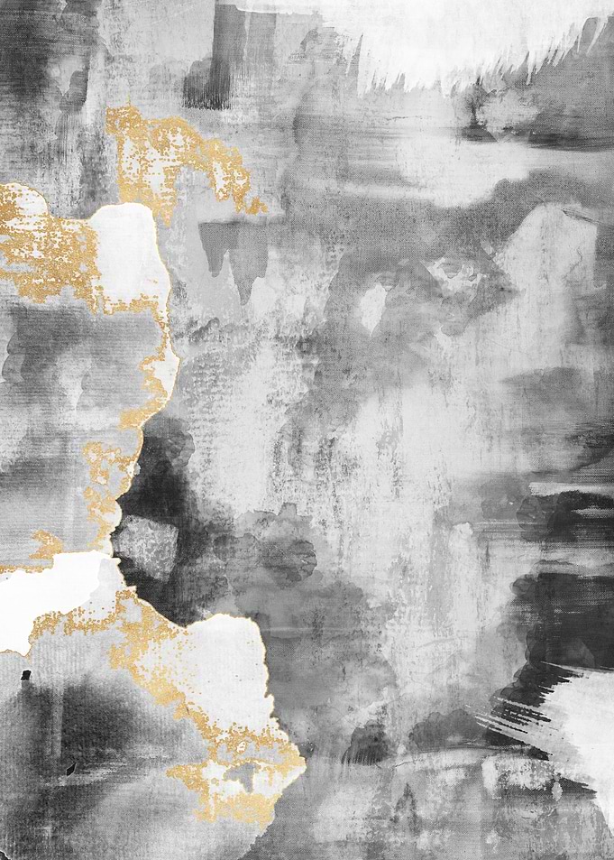 Abstract Gold and Gray Brushstrokes