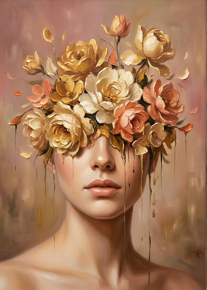Woman with Flowers Over Eyes