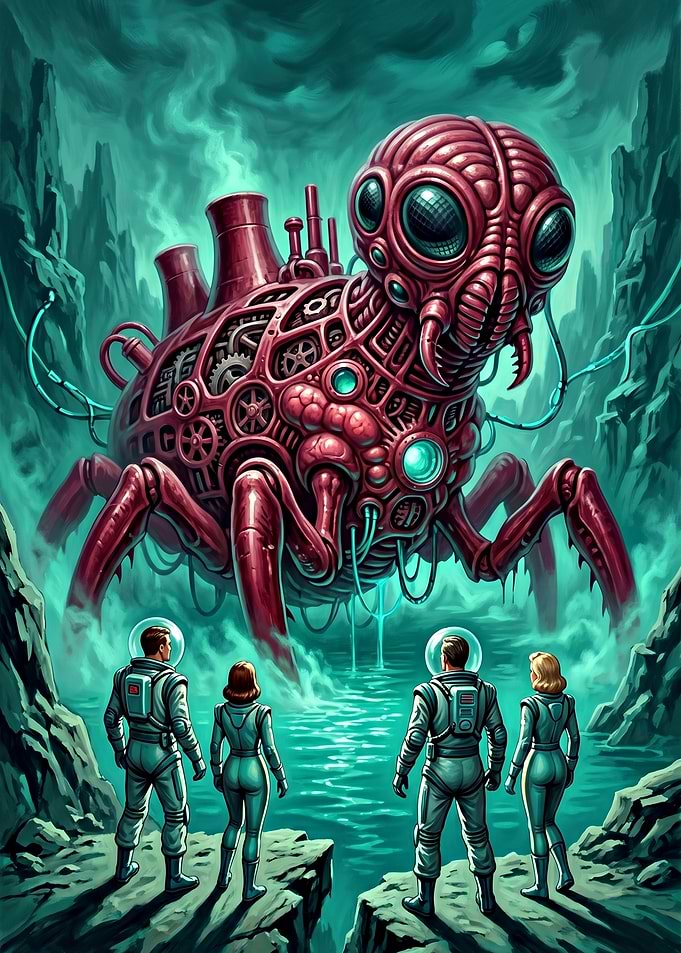 Astronauts Encounter Giant Alien Machine