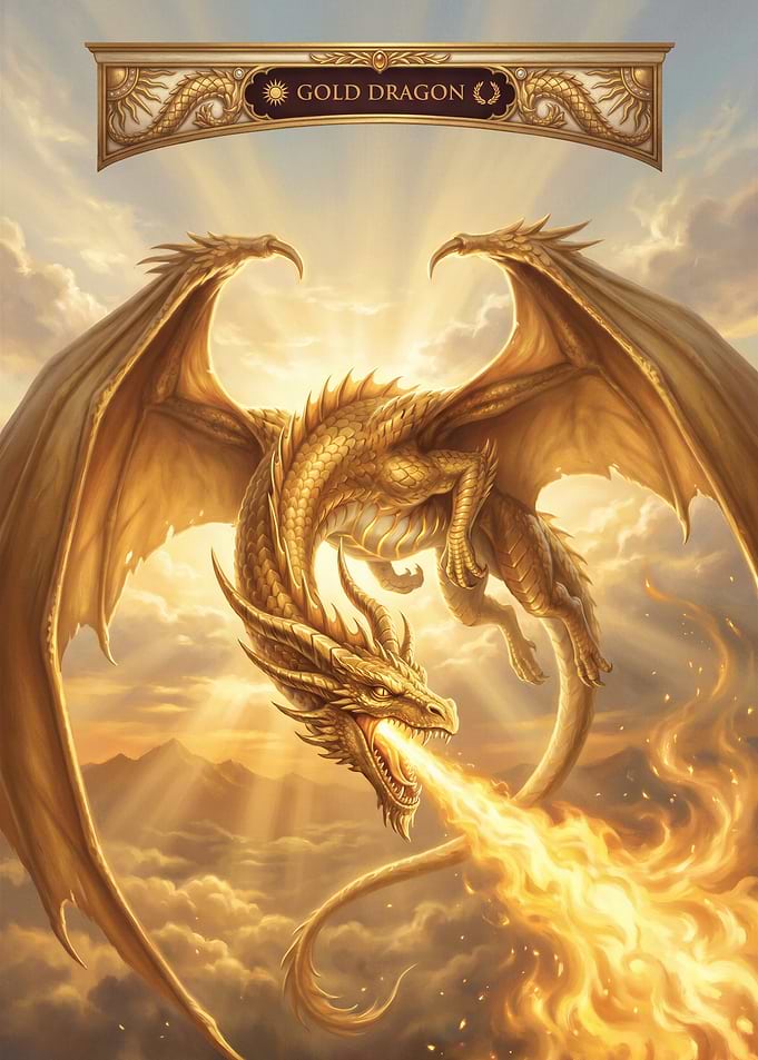 Golden Dragon Breathing Fire