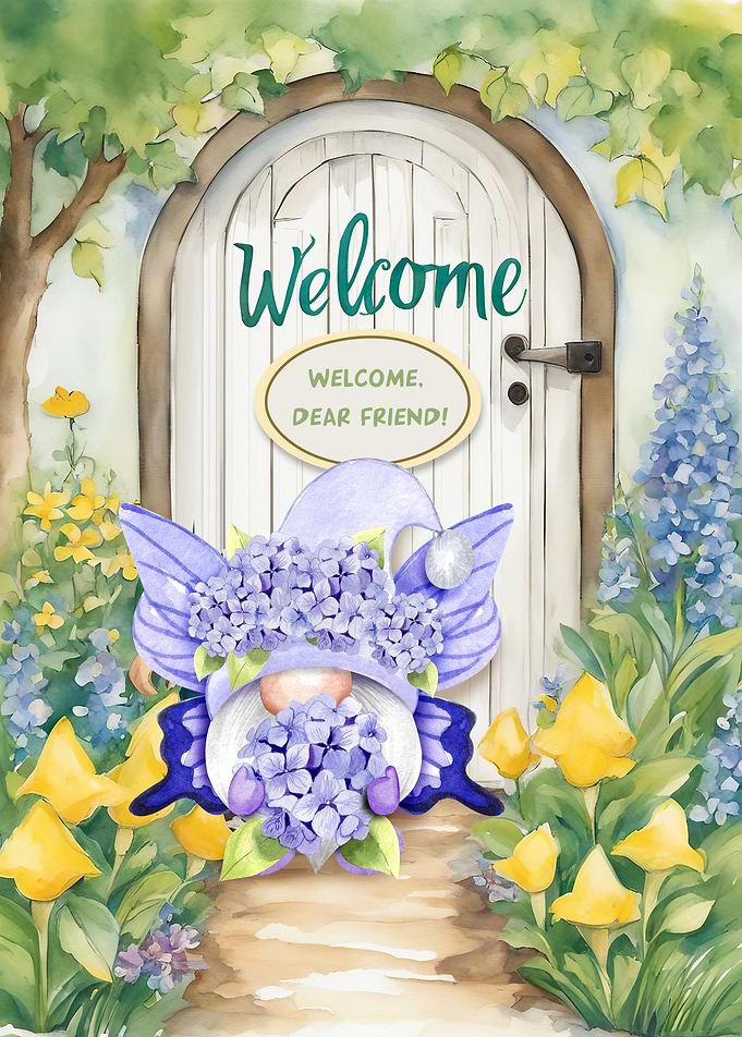 Welcome to Our Home Gnome Flowers, Where Flowers