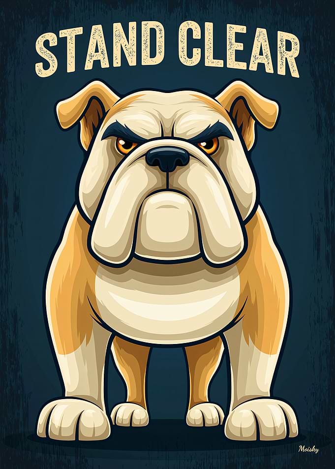 Stand Clear Bulldog – Funny Cartoon Poster