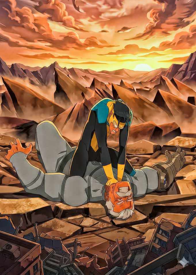 Invincible and Omni-Man fight