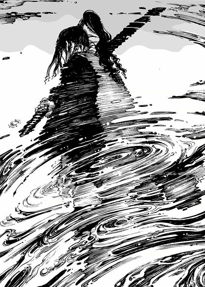 Figure in Water with Sword