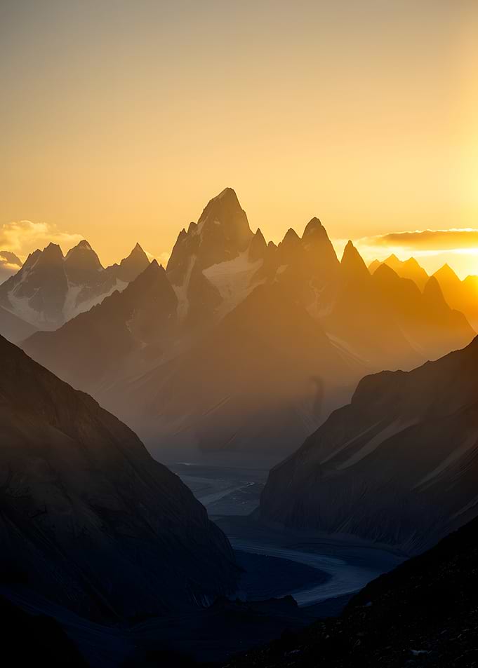 Majestic Mountain Range at Sunset