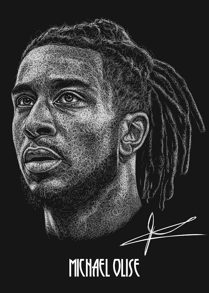 Michael Olise Portrait Scribble Art