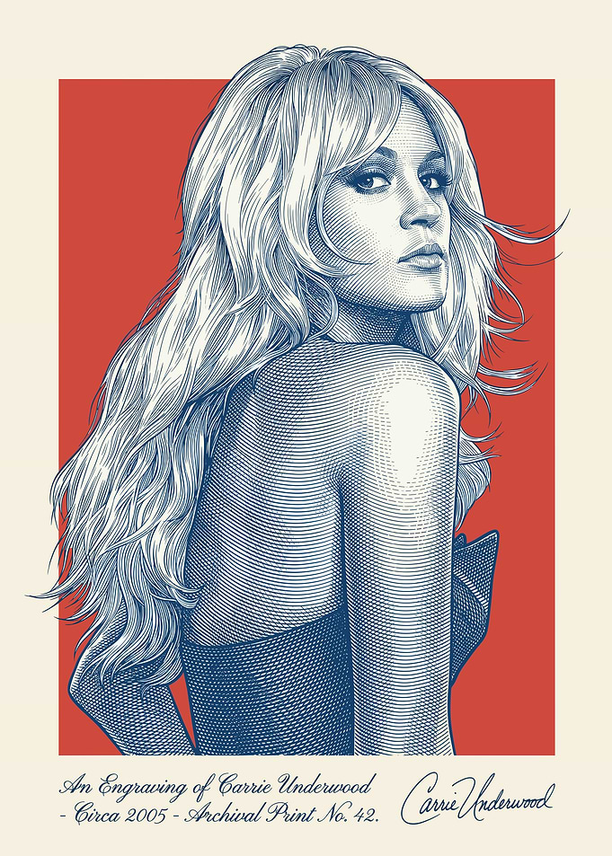 Carrie Underwood Engraving Poster