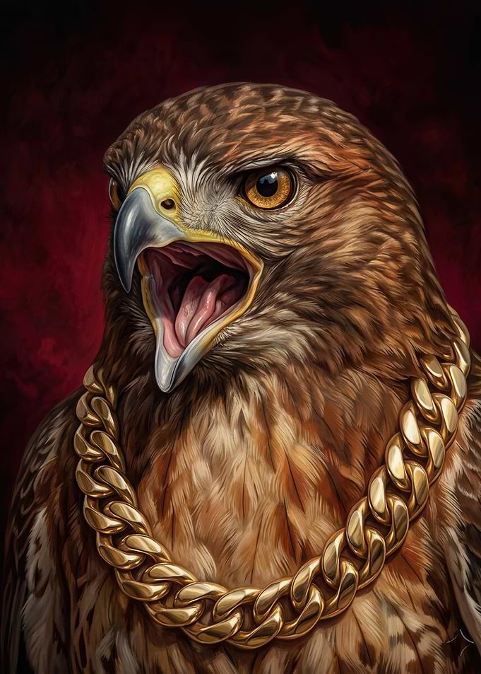 Hawk Wearing a Gold Chain